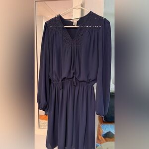 White House Black Market Navy Long Sleeve Dress